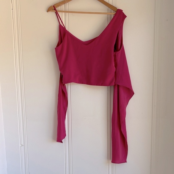 Lush Satin Magenta Wrap Camisole Top - Picture 3 of 7